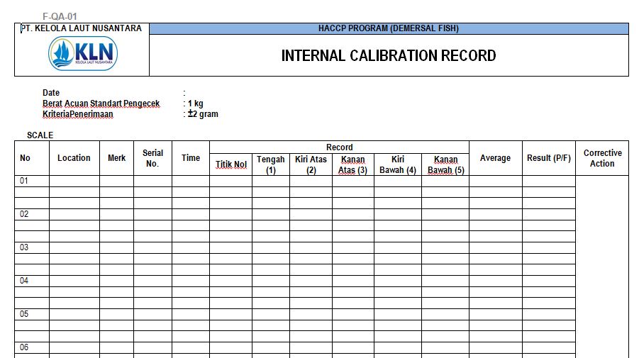 SCALE CALIBRATION